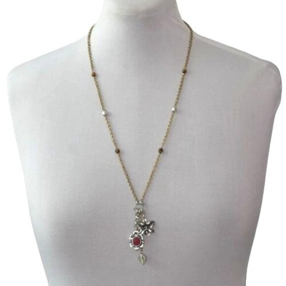 Lucky Brand Jewelry - Lucky Brand Necklace Flower Pendents Mixed Metals Semi Precious Stone Beads